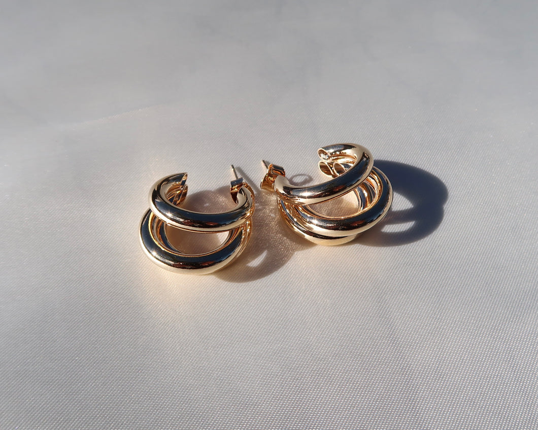 Triple Hoop Earrings (Gold)