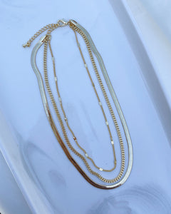 Herringbone Layered Necklace (Gold)